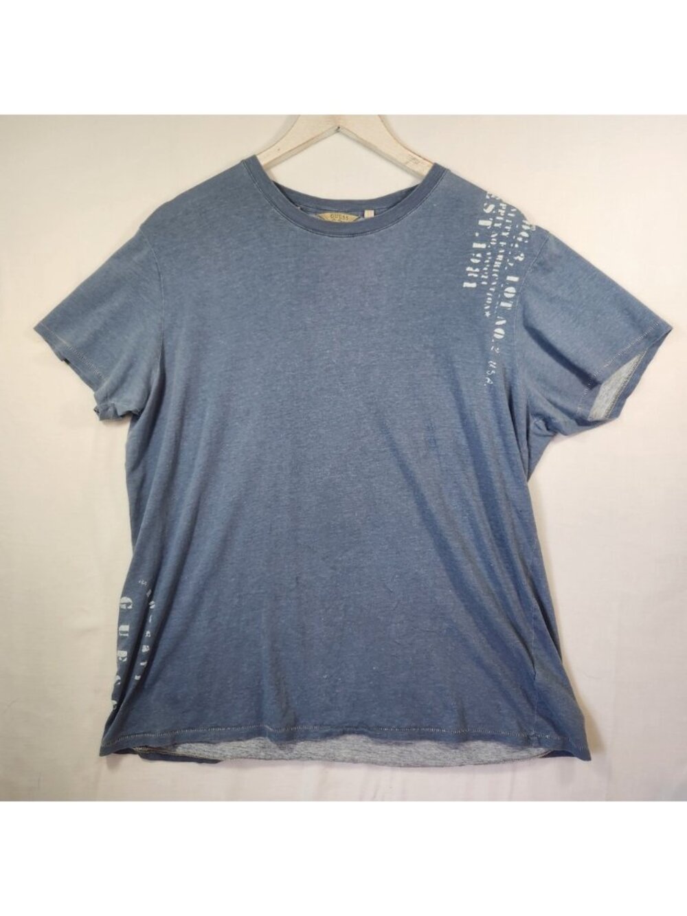 Guess Los Angeles Mens Blue Graphic T-Shirt Est 1981 Faded Vintage Style Large